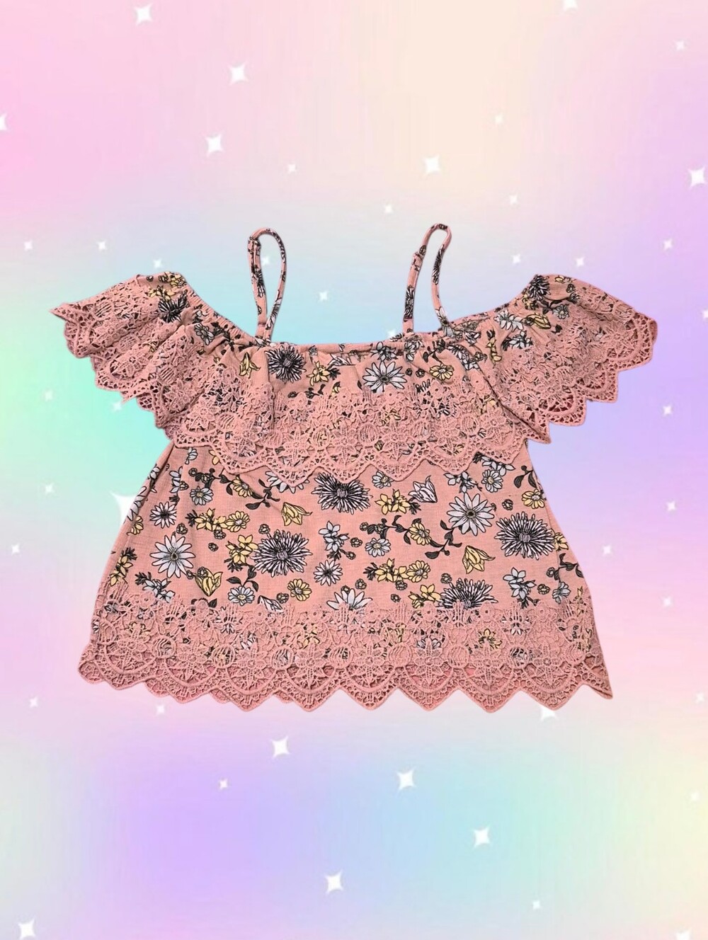 No Boundaries Pink Off The Shoulder Top With Lace Trim